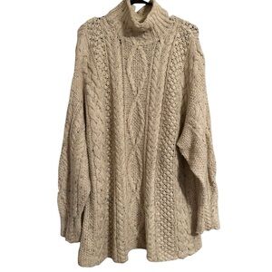EXPRESS Tricot Vintage 90s Chunky‎ Angora Wool Blend Fisherman’s Sweater, Medium